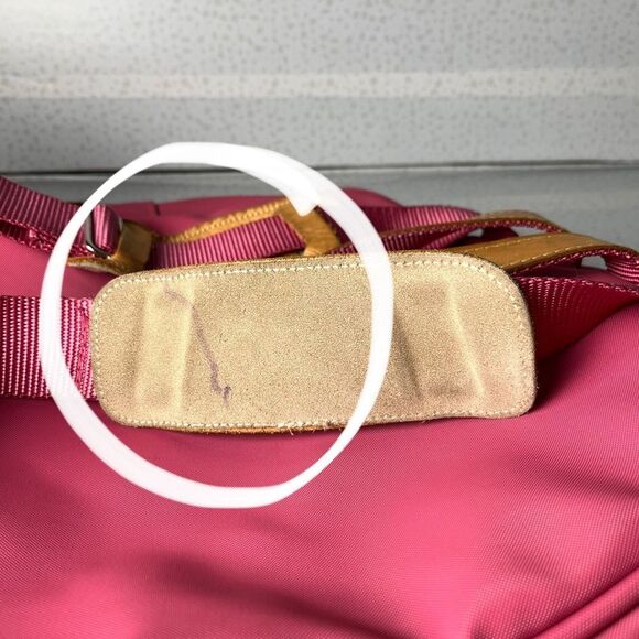 Jon Hart Pink Coated Canvas Genuine Leather Backpack Monogram Initials - Picture 4 of 15